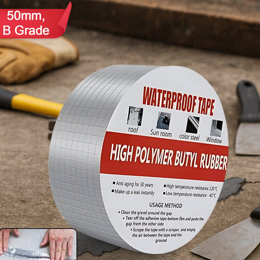 50mm B-Grade Butyl Rubber Waterproof Sealing Tape for Roofs and Leaks - Happy Price - Image 1