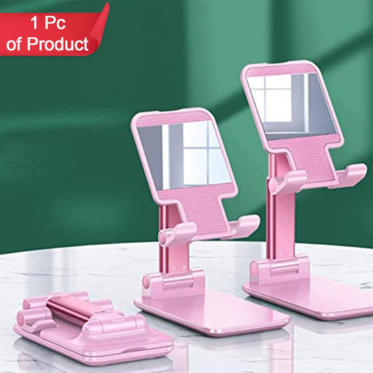 6636 Desktop Cell Phone Stand Phone Holder With Mirror Full 3-way Adjustable Phone Stand For Desk Height + Angles Perfect As Desk Organizers And Accessories.
