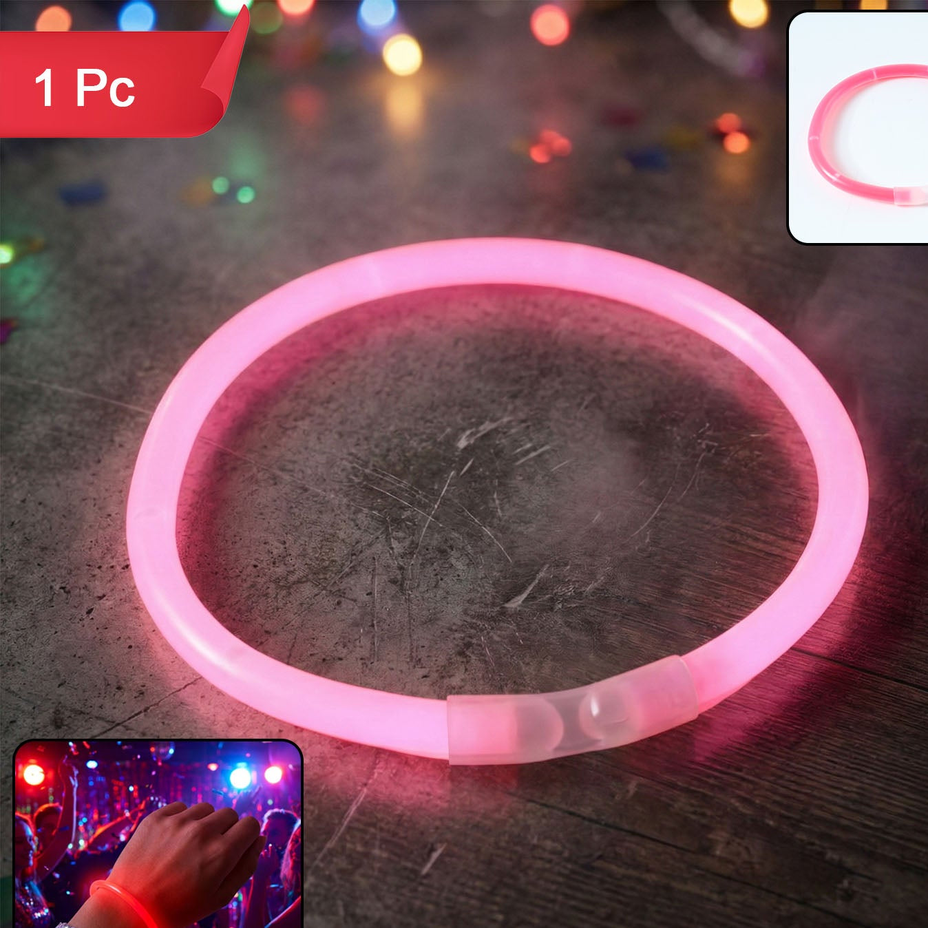 Glow-in-the-Dark Wristband (1 Pc) - Fun Party & Event Accessory - Happy Price - Image 1