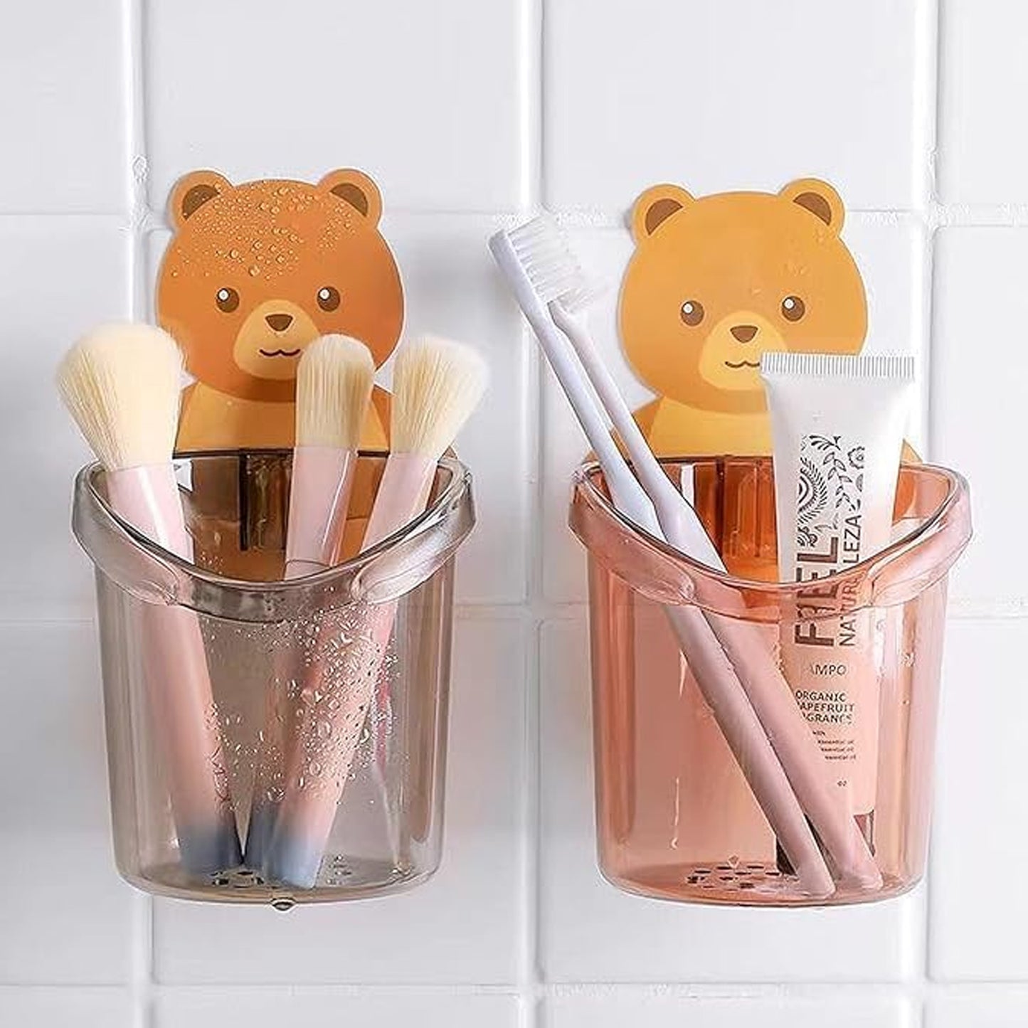 Cute Teddy Bear Toothbrush Holder for Kids - 3 Pc Set - Happy Price - Image 4