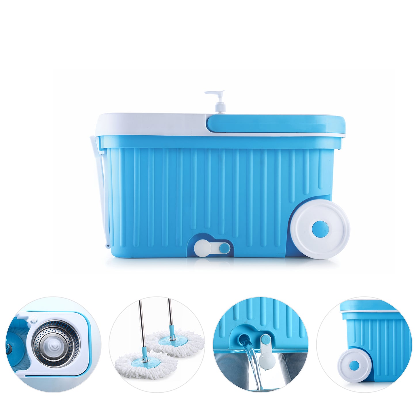 Sporty Plastic Spin Mop With Bigger Wheels And Plastic Auto Fold Handle For 360 Degree Cleaning. - Happy Price - Image 5