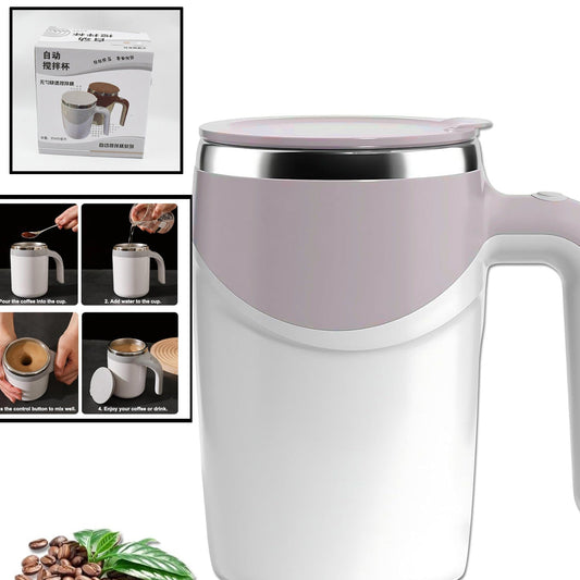 Stirring Coffee Mug  Magnetic Stirring Coffee Cup  Stainless Steel Mug For Milk  Travel Mixing Cup  Self Stirring Coffee Mug Suitable For Coffee Milk Hot Chocolat  Battery Operated ( Battery Not Included ) - Happy Price - Image 1