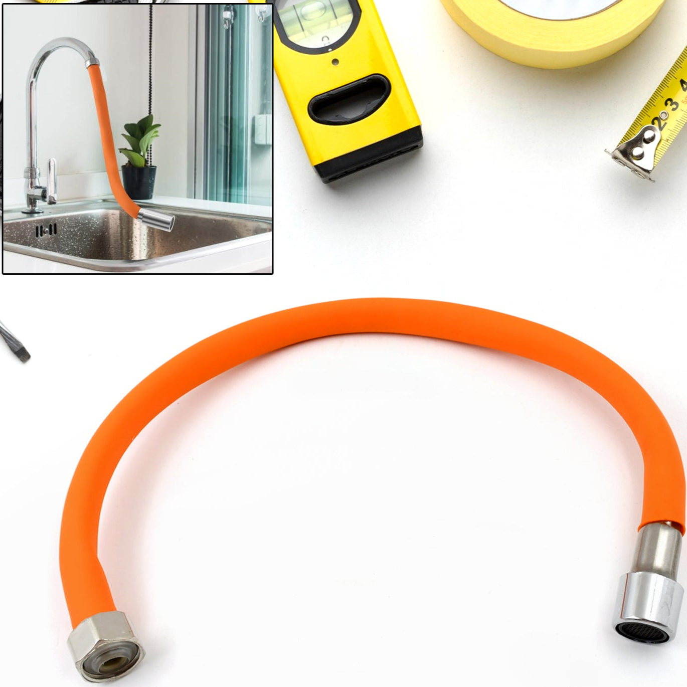 Flexible Water Tap Extender Universal Foaming Extension Tube With Connector 360 Free Bending Faucet Extender Adjustable Sink Drain Extension (46cm) - Happy Price - Image 1