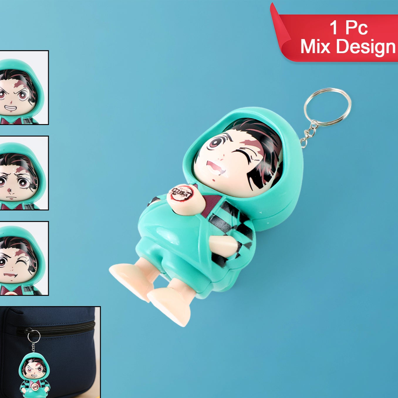 Cartoon Character Design Cute Action Figure Keychain (Mix  Design  1 Pc) - Happy Price - Image 1