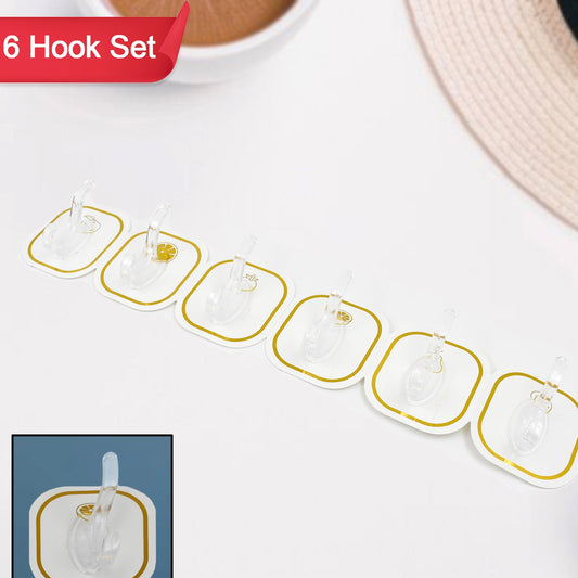 Transparent Adhesive Wall Hook (6 Pcs Set) - Happy Price - Image 1