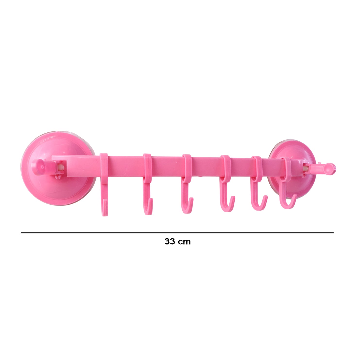 Plastic Wall Hook Rack with 6 Hooks - No-Drill Suction Mount Organizer (1 Pc) - Happy Price - Image 5
