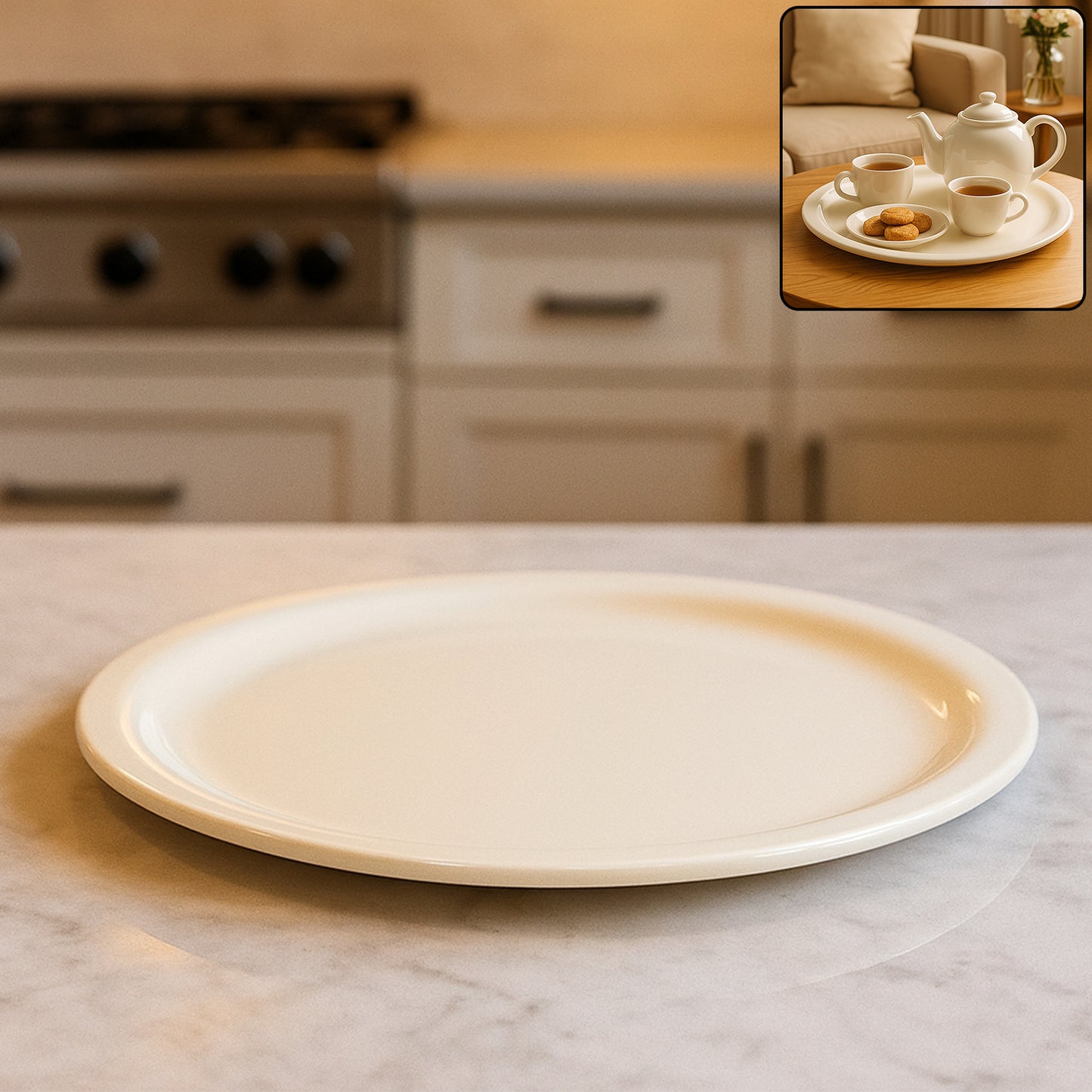 Large 40 Cm Round Serving Tray - 1 Pc - Happy Price - Image 1