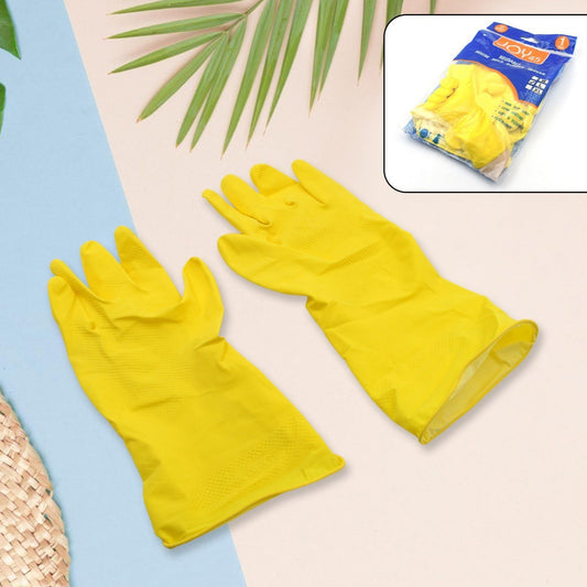 Multipurpose Rubber Reusable Cleaning Gloves Reusable Rubber Hand Gloves I Latex Safety Gloves I For Washing I Cleaning Kitchen I Gardening I Sanitation I Wet And Dry Use Gloves (1 Pair) - Happy Price - Image 1