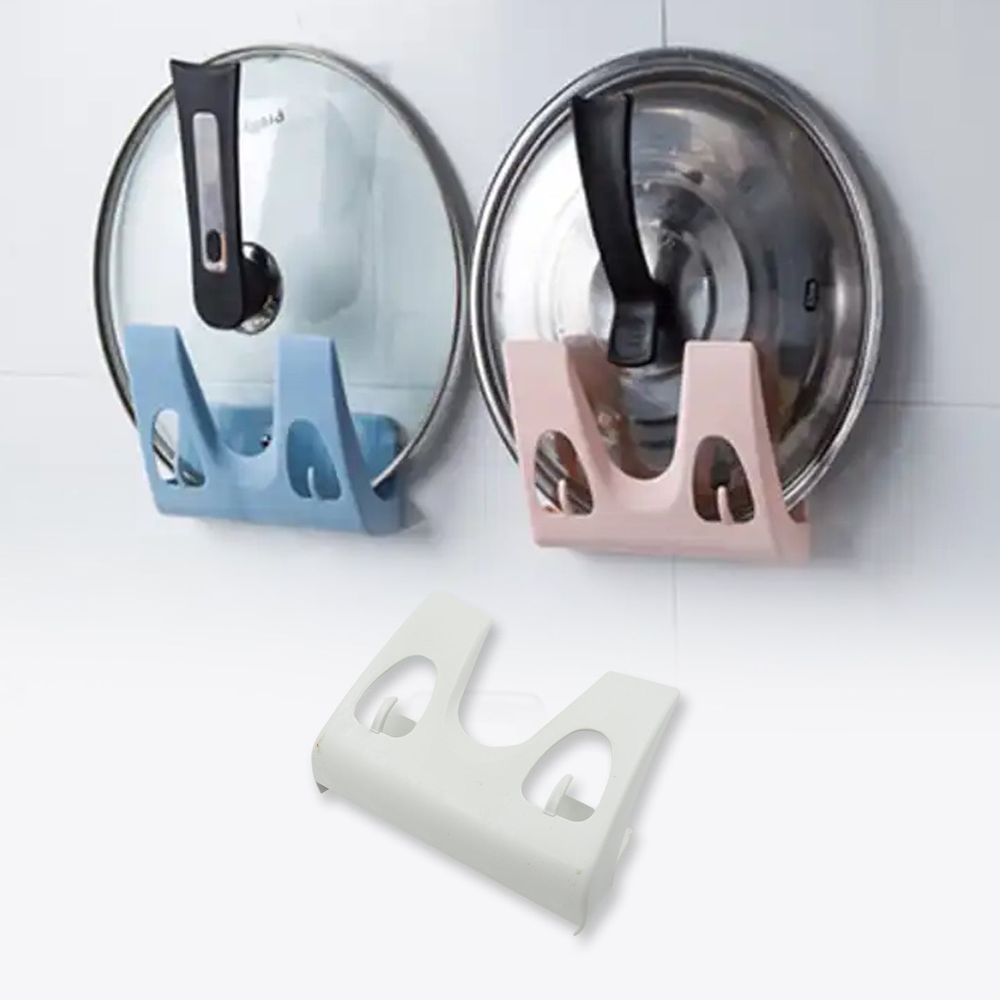 Pot Lid Rack Wall Mounted Kitchen Organizer Multifunction Plate Dish Rack Shelf Pan Cover Stand Holder Punch Free Kitchen Rack Pot Lid Holder (1 Pc) - Happy Price - Image 5