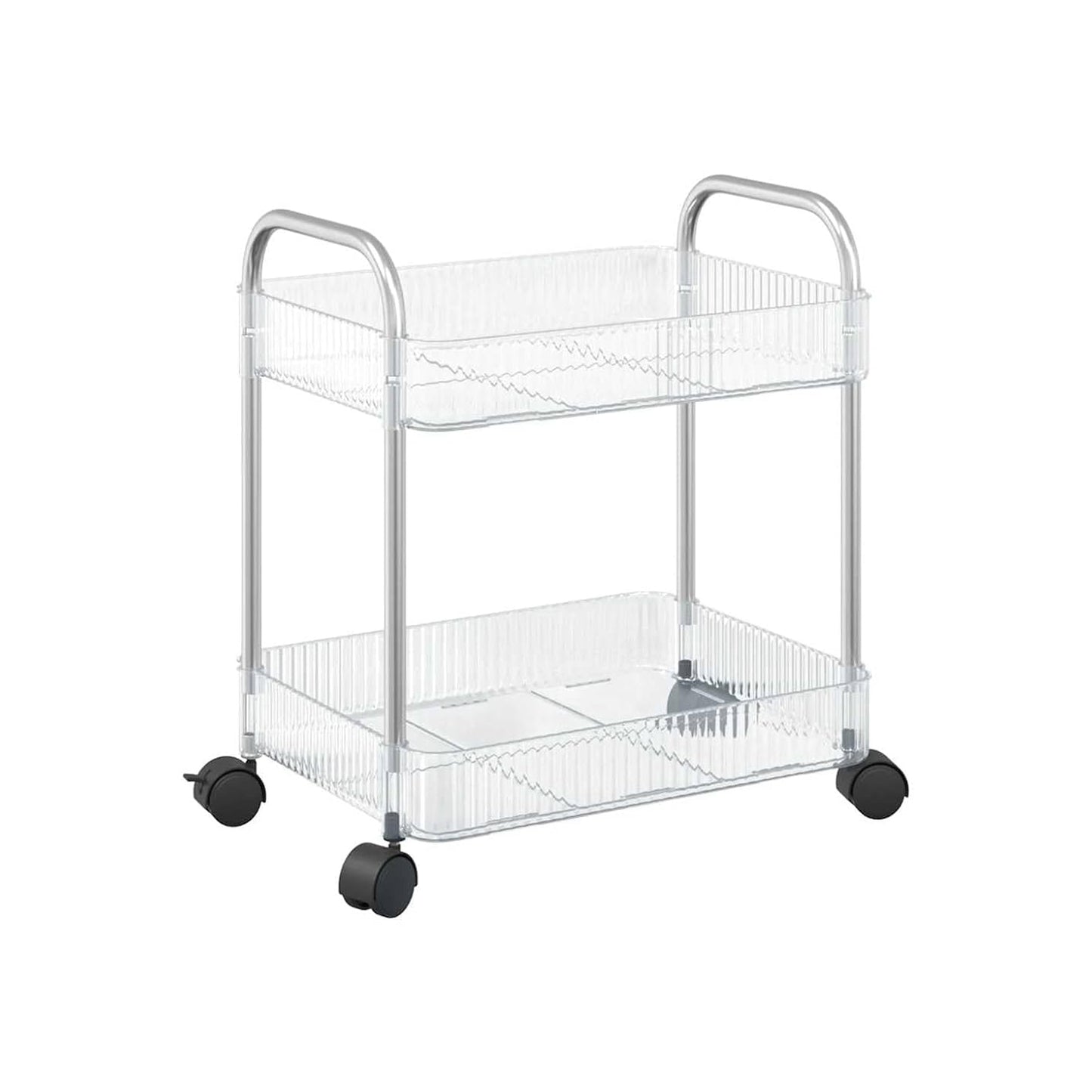 2-Tier Rolling Storage Trolley with Wheels - Multipurpose Organizer Rack (1 Pc) - Happy Price - Image 4