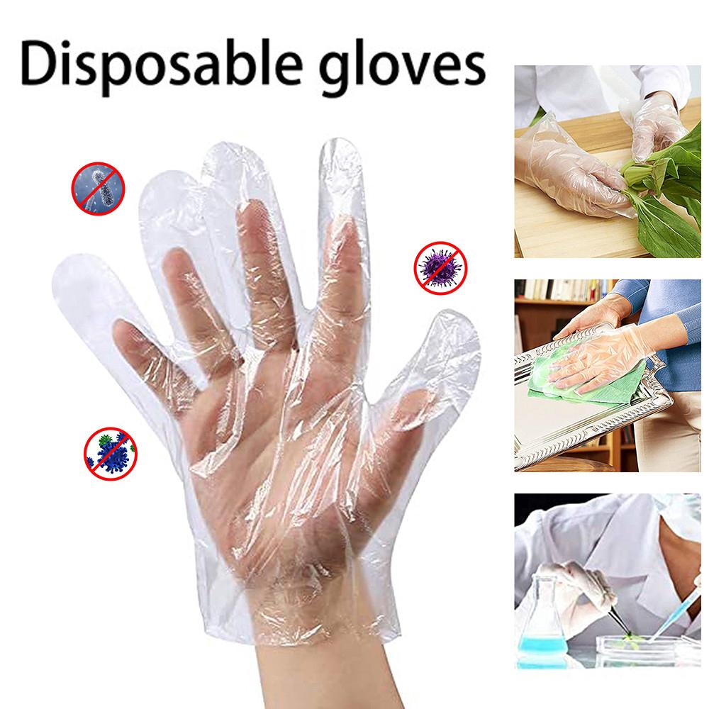 Plastic Transparent Disposable Clear Gloves (White) (100pc) - Happy Price - Image 4