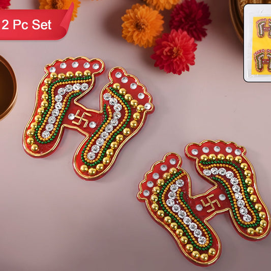 Decorative Laxmi Charan Paduka Sticker Set (Pack Of 2 Pc) - Happy Price - Image 1