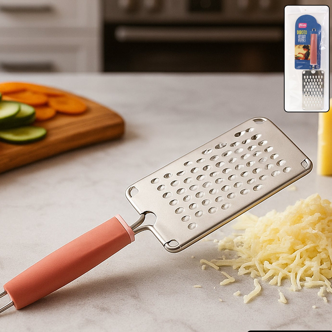 Stainless Steel Multipurpose Grater with Soft Grip Handle (1 Pc) - Happy Price - Image 1