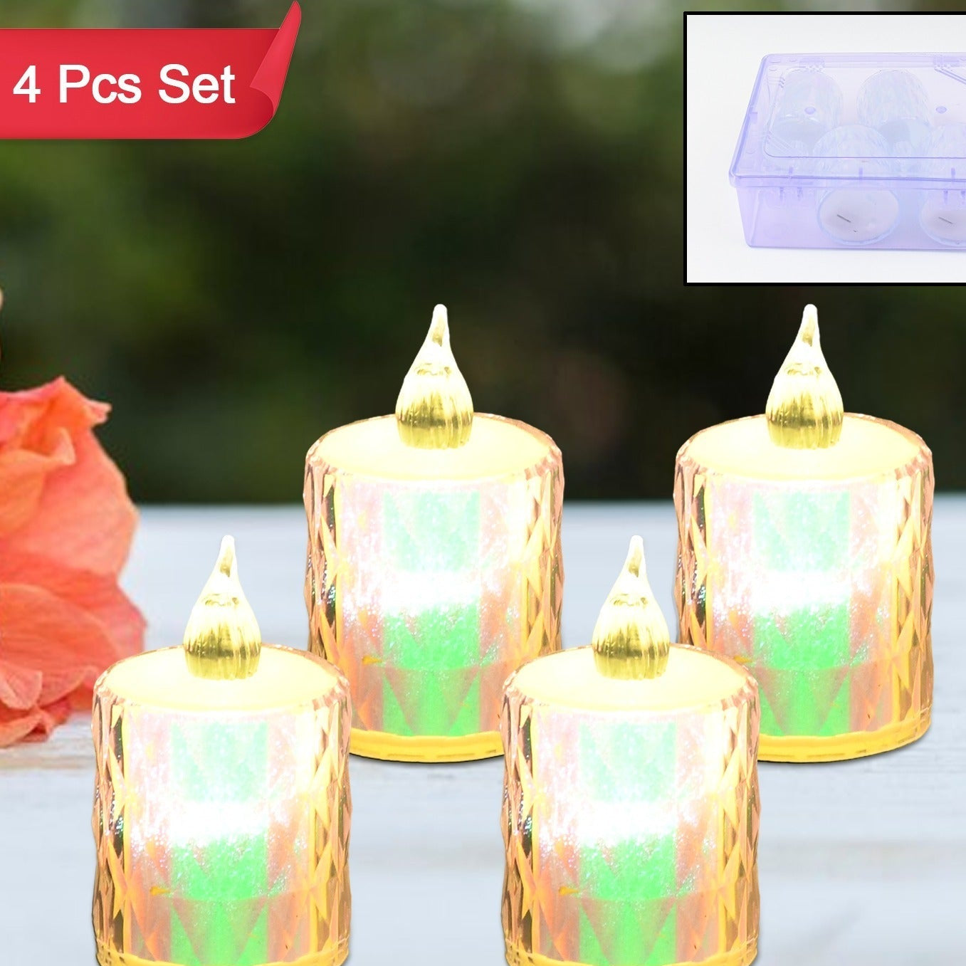 4 Pc Flameless And Smokeless Decorative Melting Candles Led Tea Light - Happy Price - Image 2