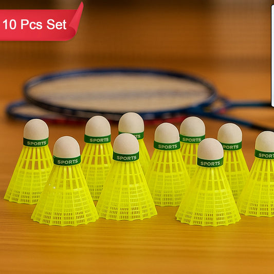 Premium Plastic Badminton Shuttlecock Set (10 Pcs)