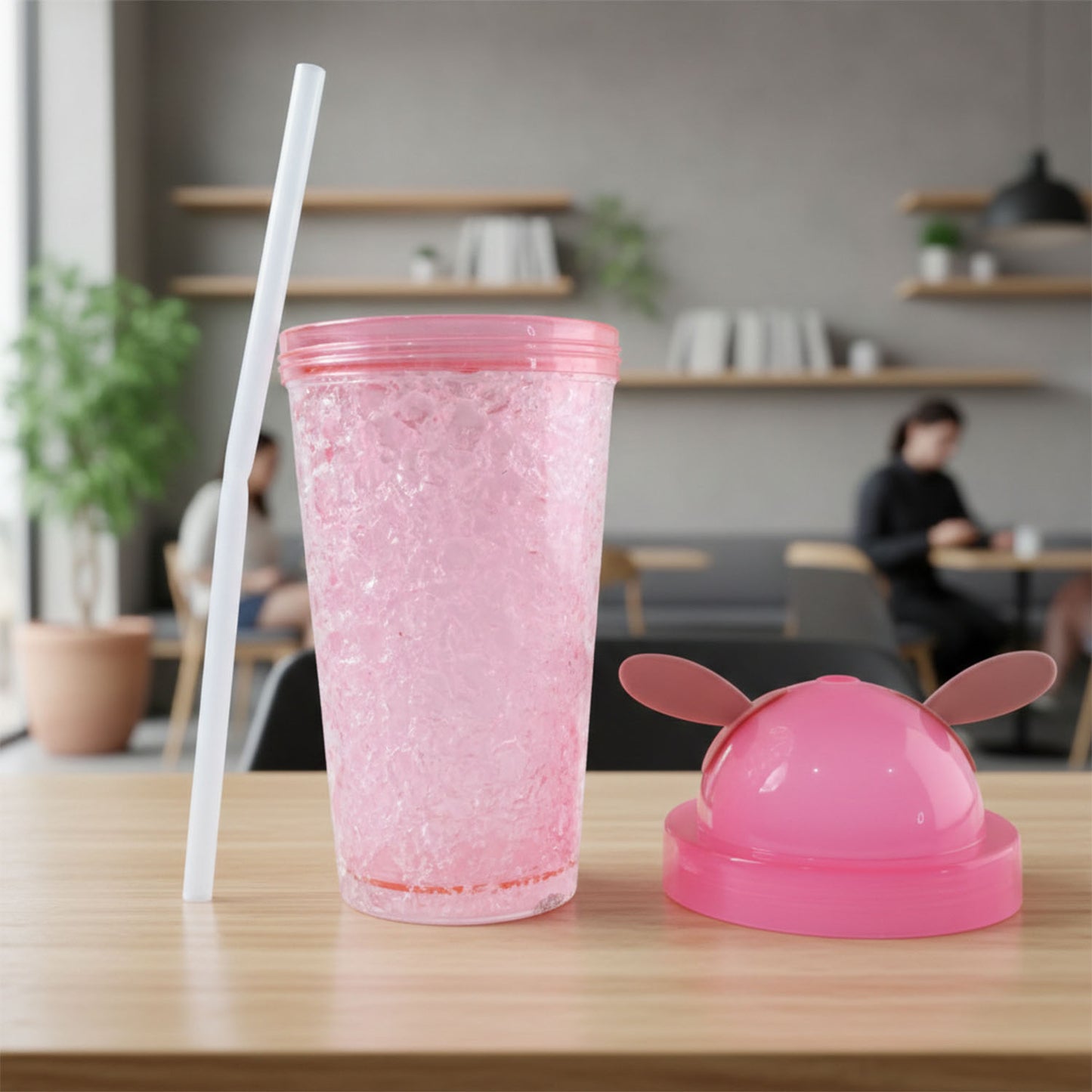 Cute Bunny Ear Sipper Bottle with Straw Lid - 500 ML, 1 Pc - Happy Price - Image 6