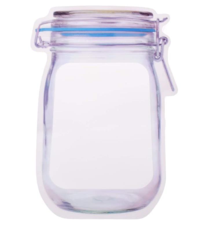 Reusable Airtight Seal Plastic Food Storage Mason Jar Zipper (1000ml) - Happy Price - Image 1