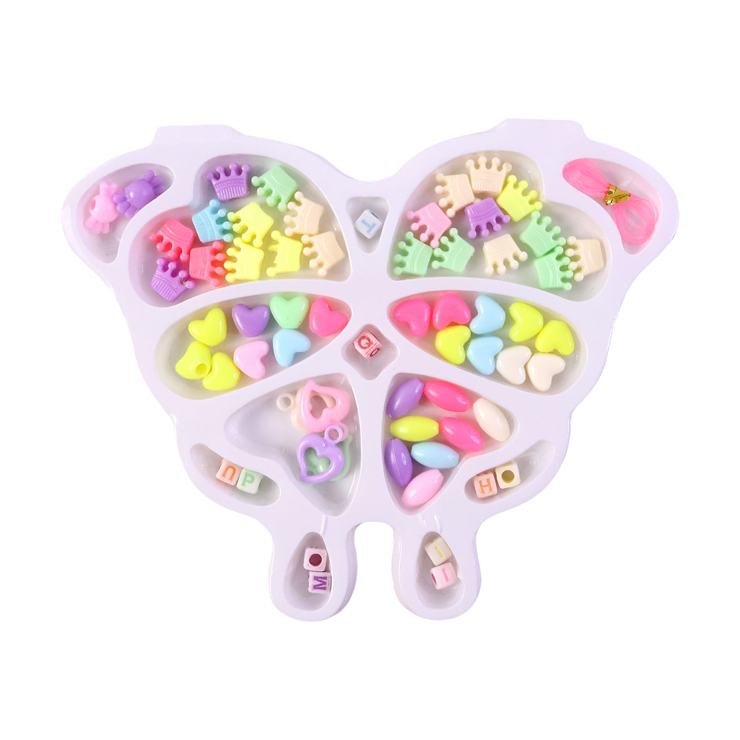 Kids Jewellery Making Kit with Butterfly Organizer Tray - DIY Beads Craft Set (1 Set) - Happy Price - Image 4