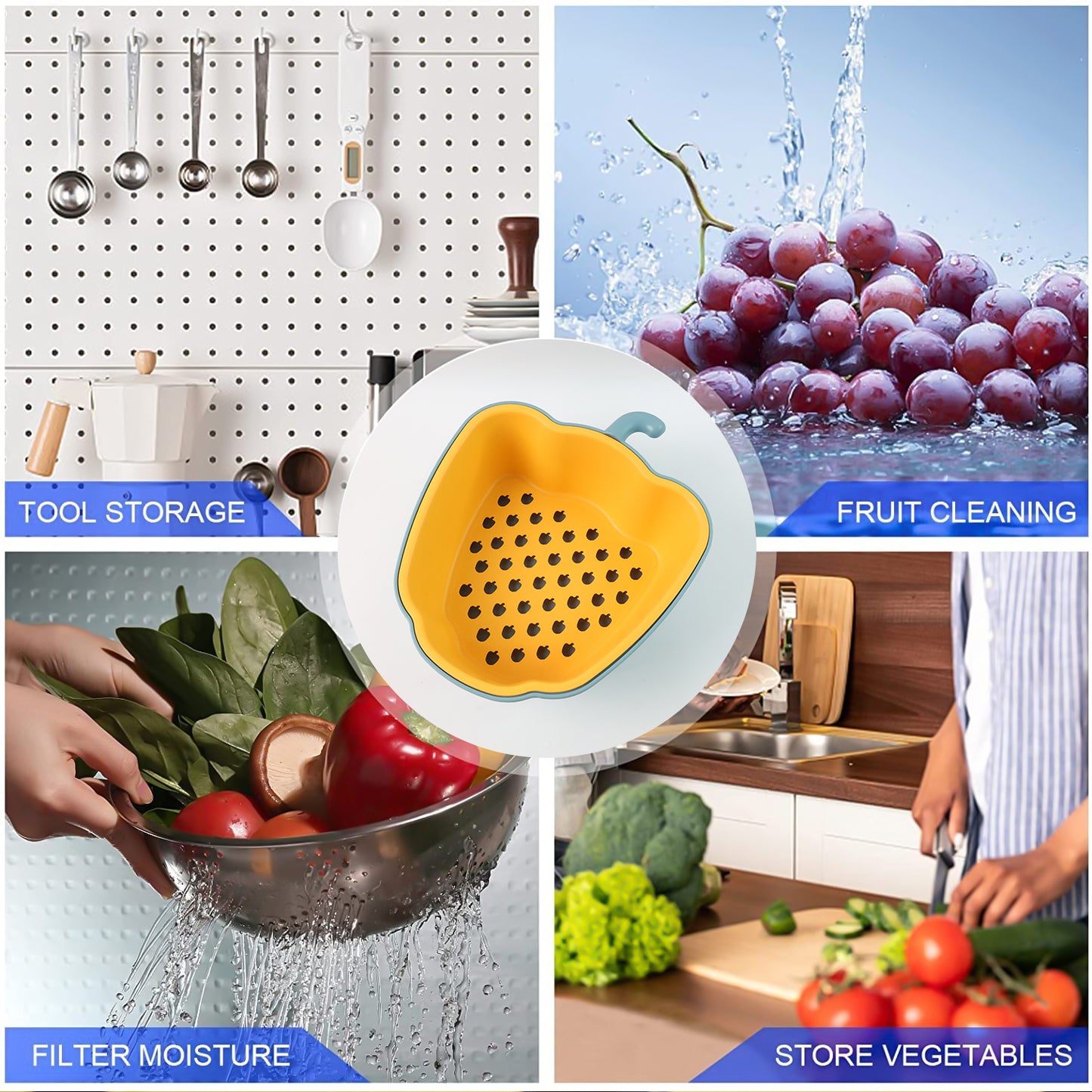 Pepper Shape 2-in-1 Washing Bowl & Colander Set (1 Pc) - Happy Price - Image 3