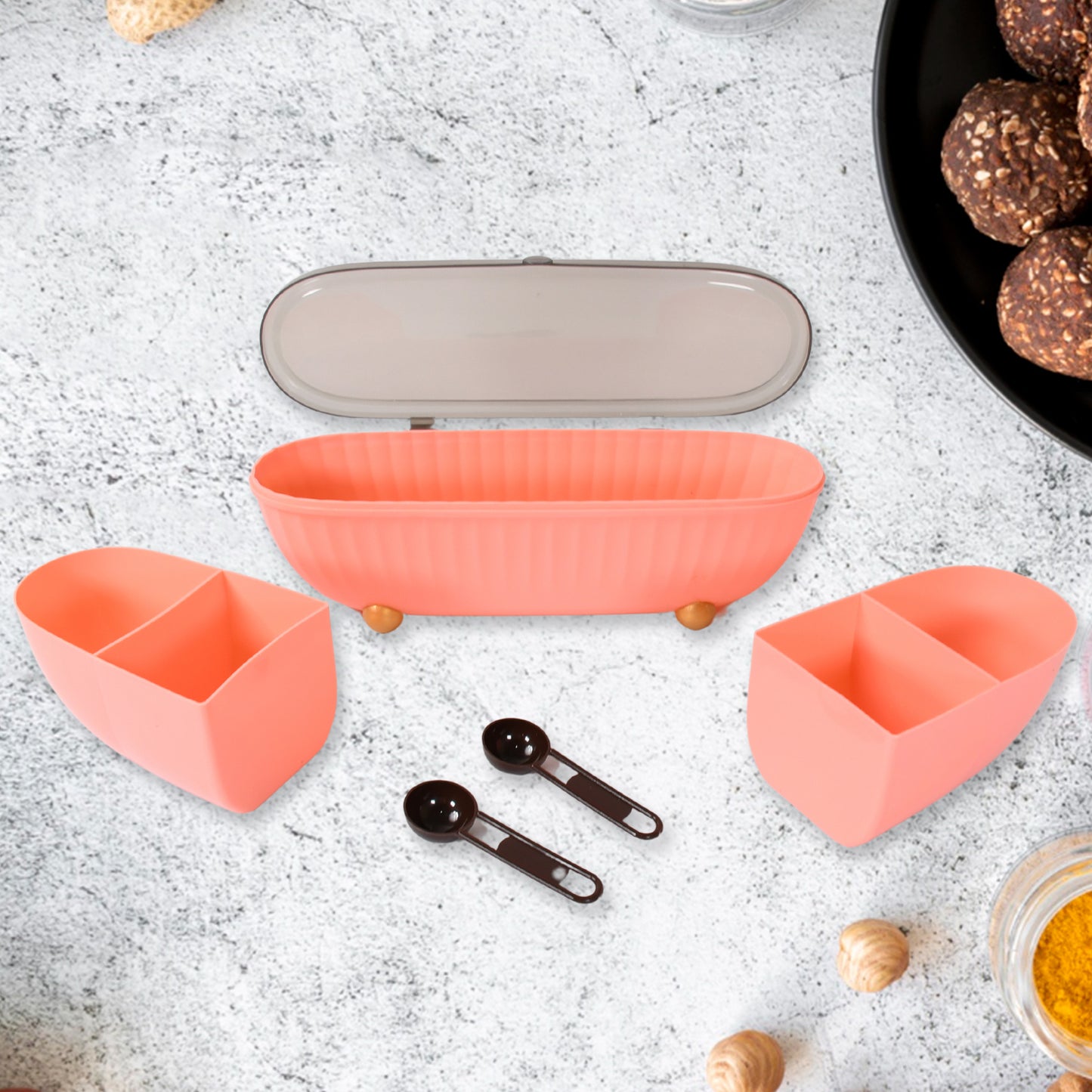 spice Bottle Spice Jar Durable Spice Seasoning Box Jar Food Grade Spoon Seasoning Case For Kitchen  Dry Fruit Tray (1 Pc) - Happy Price - Image 3