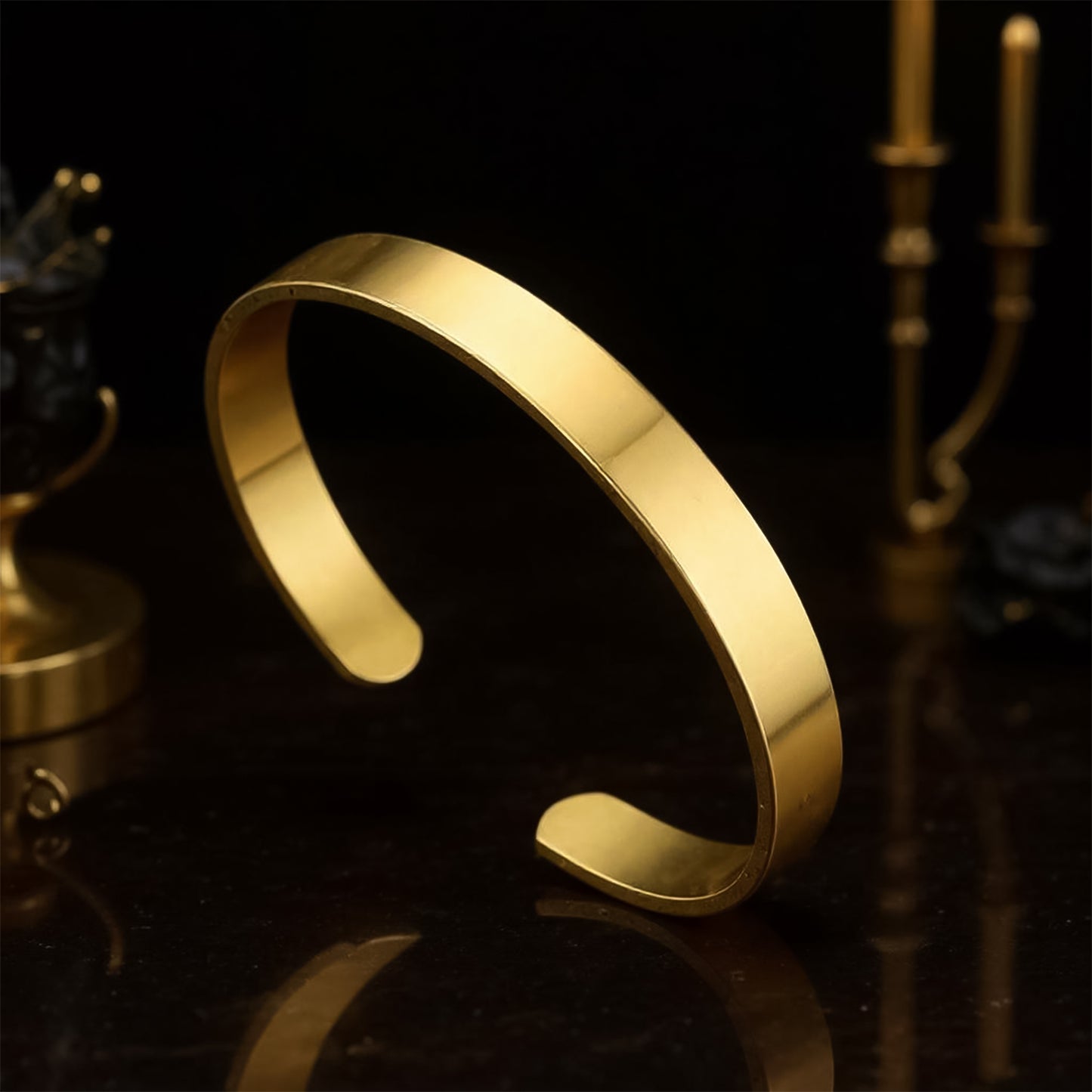 Gold Finish Open Cuff Bracelet Kada for Men & Women (1 Pc) - Happy Price - Image 2