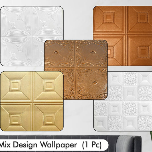Wallpaper 3d Foam Wallpaper Sticker Panels I Ceiling Wallpaper For Living Room Bedroom I Furniture Door I Foam Tiles (Square Design) - Happy Price - Image 1