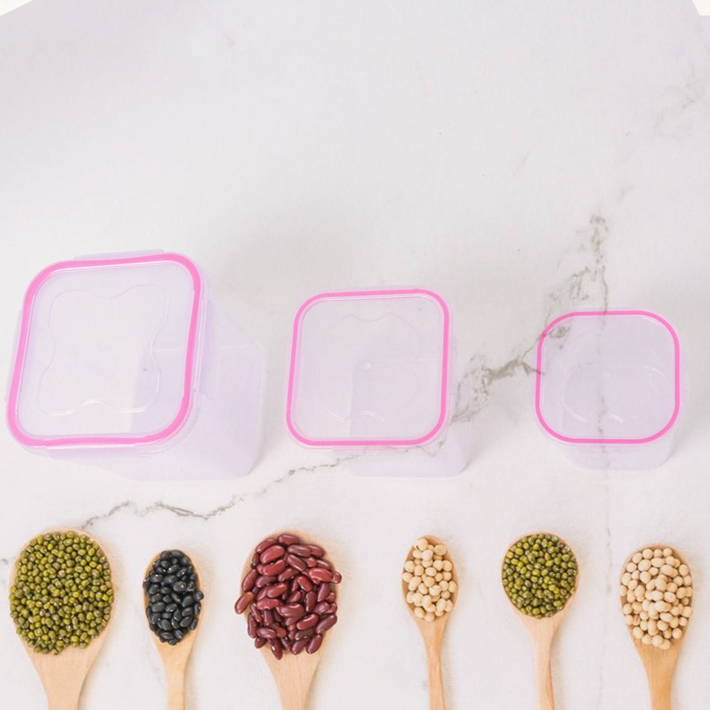 Kitchen Storage Container Set - 3 Pcs (1500ml, 1000ml, 500ml) Airtight Food Grade Plastic - Happy Price - Image 3