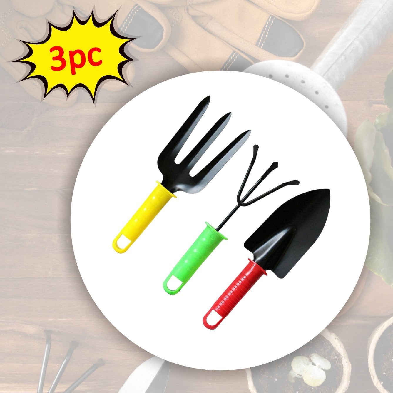 Colorfull Garden Tool Set Set Of 3pc - Happy Price - Image 1