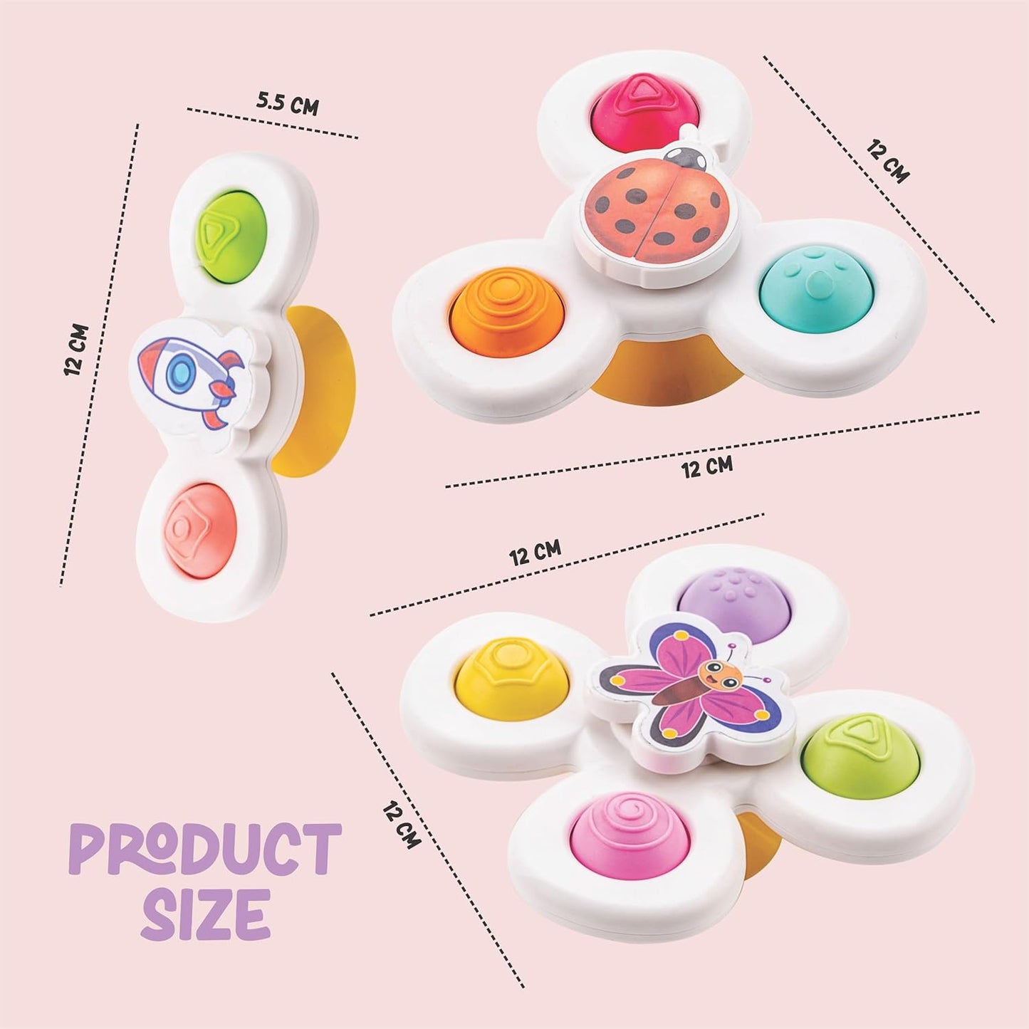 Baby Suction Spinner Toys - 3 Pc Sensory Play Set for Toddlers - Happy Price - Image 7