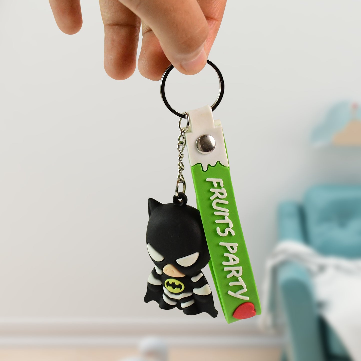 Cute Cartoon Silicone 3d Key Chain With Metal Hook  Strap (Pack Of 1) - Happy Price - Image 3