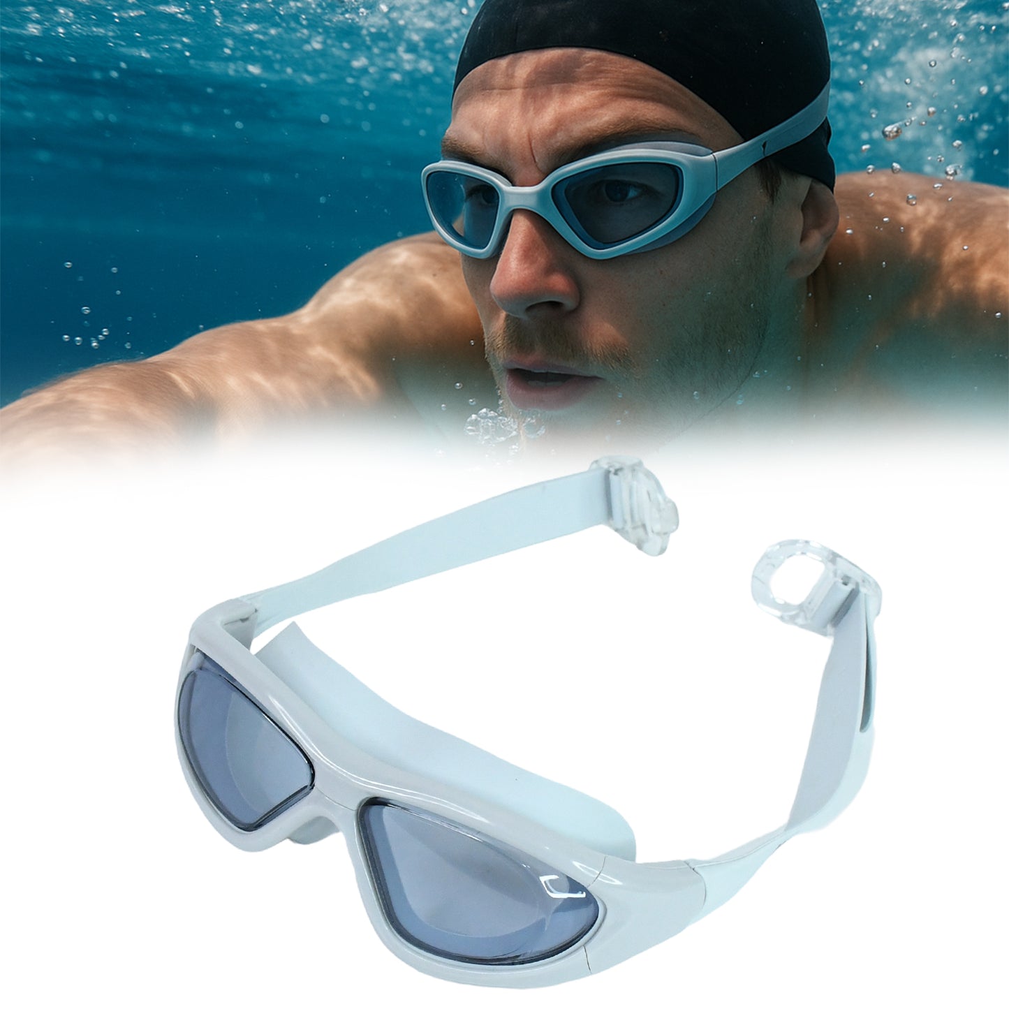 Premium Wide Vision Swimming Goggles With Protective Hard Case (1 Pc) - Happy Price - Image 5