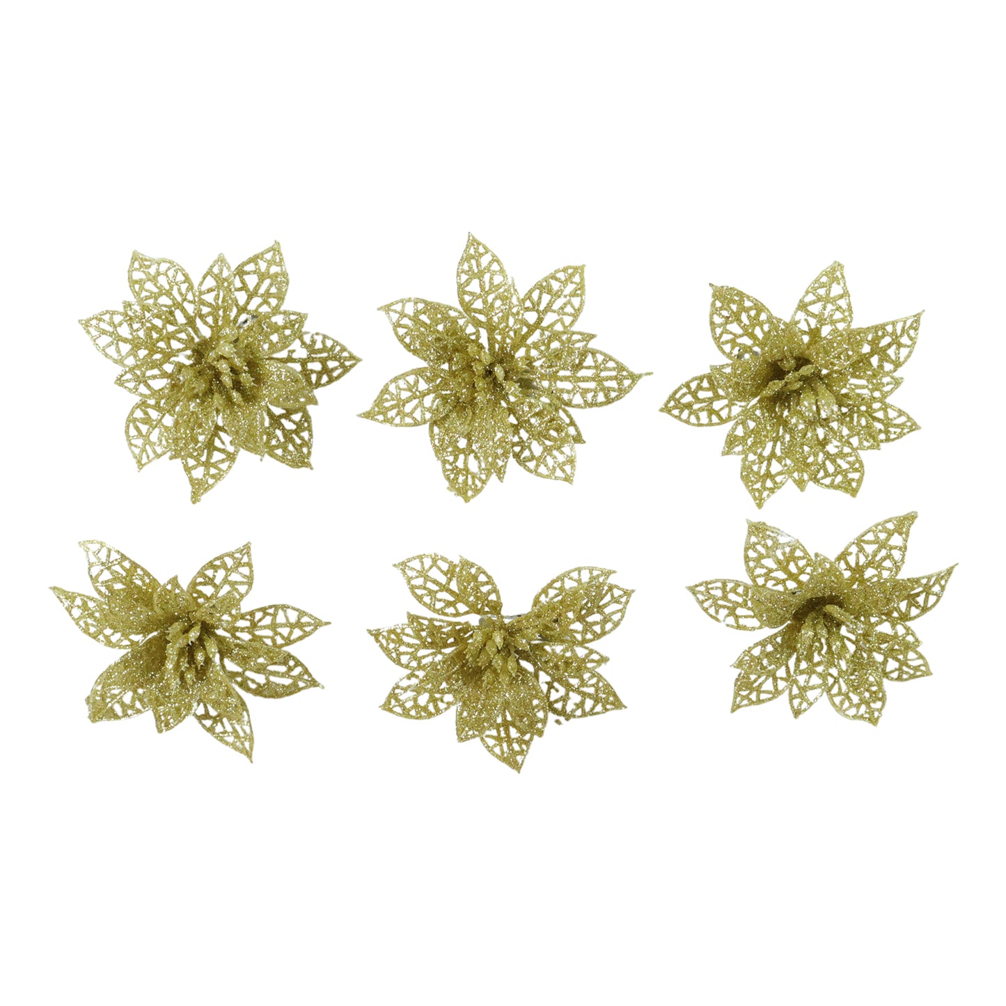Glitter Flower Hair Clips - 6 Pc Mix Color Set for Women & Girls - Happy Price - Image 4