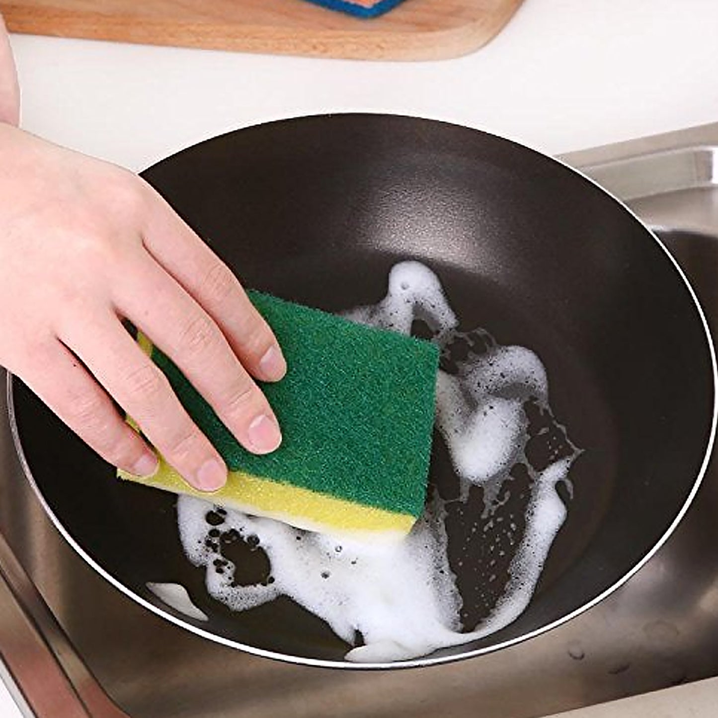 Kitchen Cleaning Tool Set Microfiber Kitchen Utensils High Performance Scouring Sponge Set Dish Sponge Stainless Steel Scouring Pad (6 Pcs Set) - Happy Price - Image 5