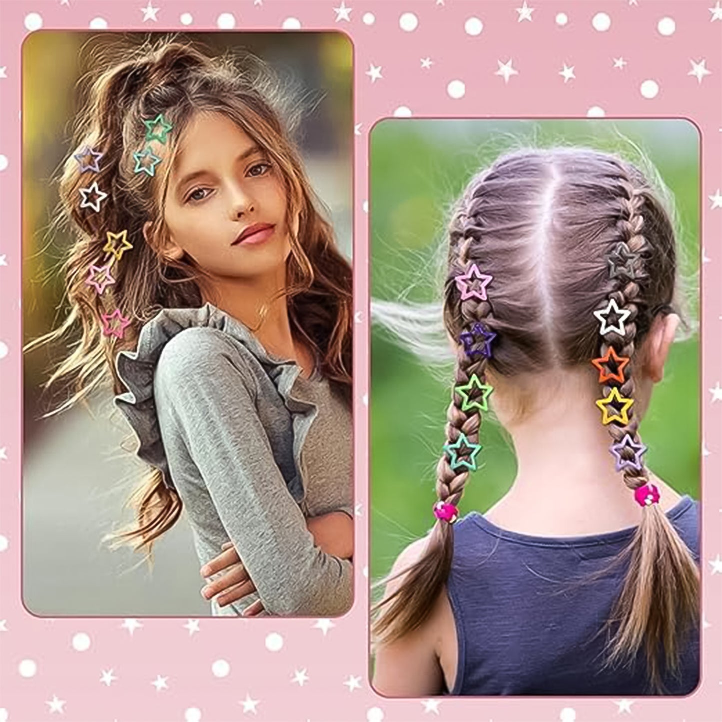 Metal Printed Star Hair Clips - 5 Pcs Set for Women & Girls - Happy Price - Image 3