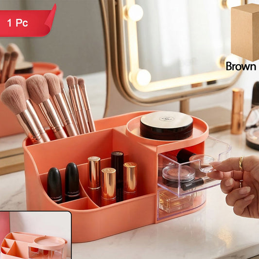 Pink Multipurpose Makeup Organizer Box with Drawers - 1 Pc - Great Price - Image 1