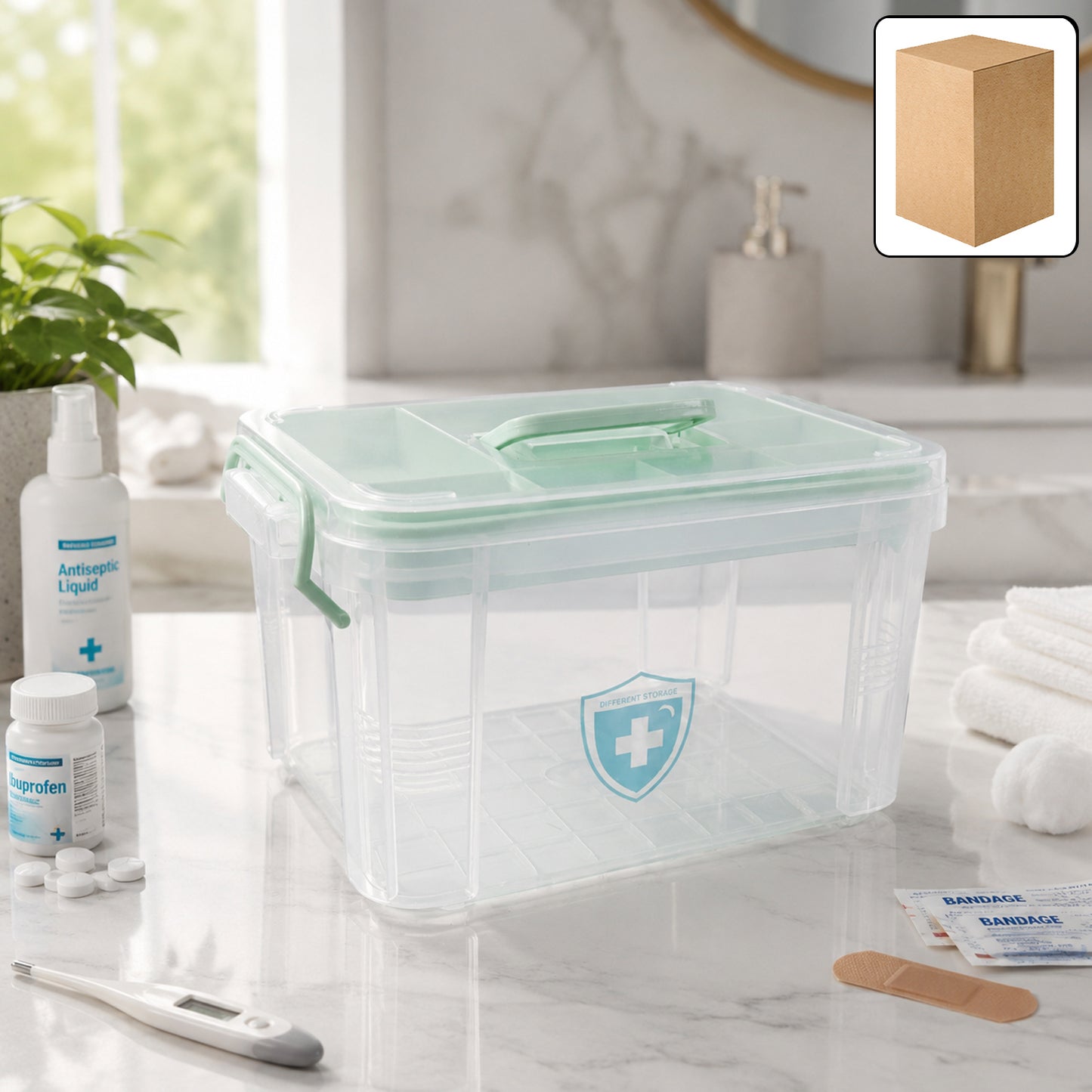Plastic Medicine Organizer Box with Lock Lid & Handle (1 Pc) - Happy Price - Image 3