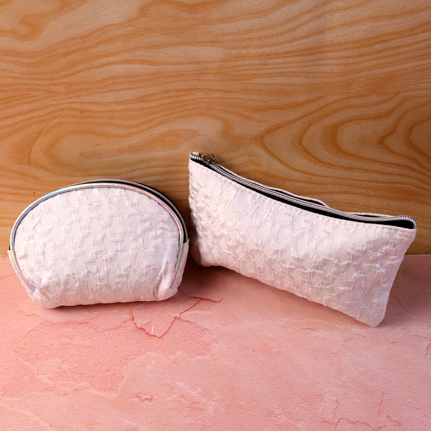 3-Piece Cosmetic Bag Set with Transparent Glitter Pouch - Happy Price - Image 5