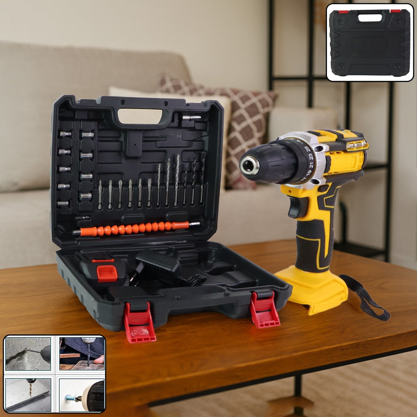 Cordless Drill Machine Tool Kit with Bits and Carry Case - Happy Price - Image 7