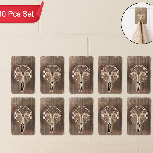 Plastic Adhesive Sticky Waterproof And Oil Proof Wall Hook (5.53.5 Cm  10 Pc) - Happy Price - Image 1