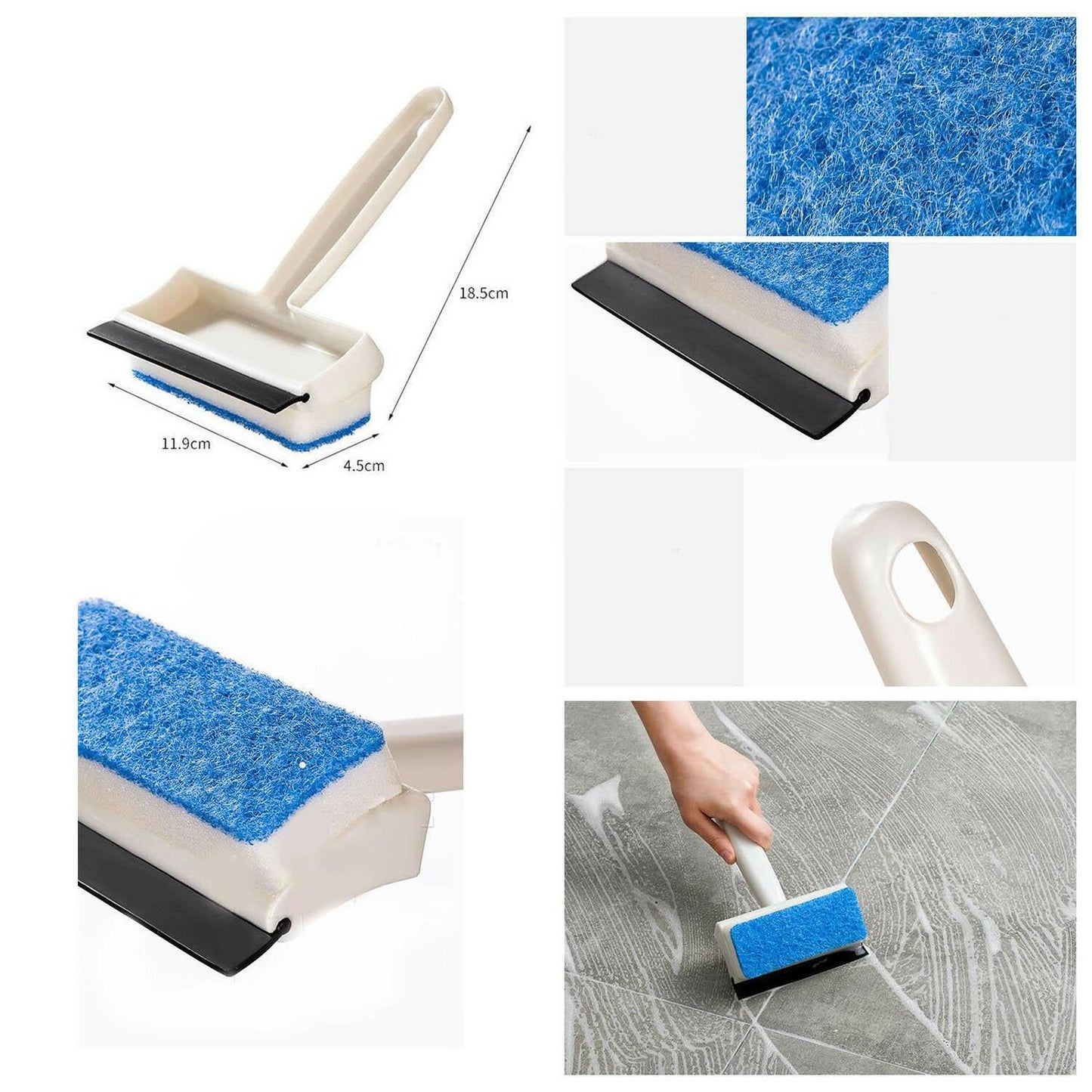 2 In 1 Glass Wiper Cleaning Brush Mirror Grout Tile Cleaner Washing Pot Brush Double-sided Glass Wipe Bathroom Wiper Window Glass Wiper - Happy Price - Image 3
