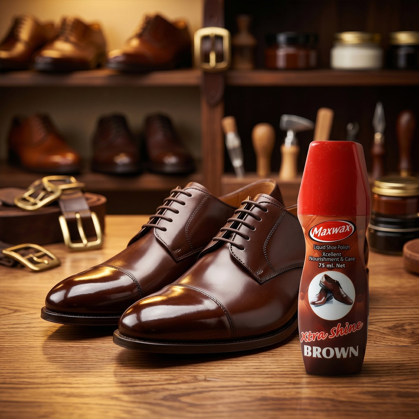 Maxwax Brown Liquid Shoe Polish (1 Pc 75 Ml)