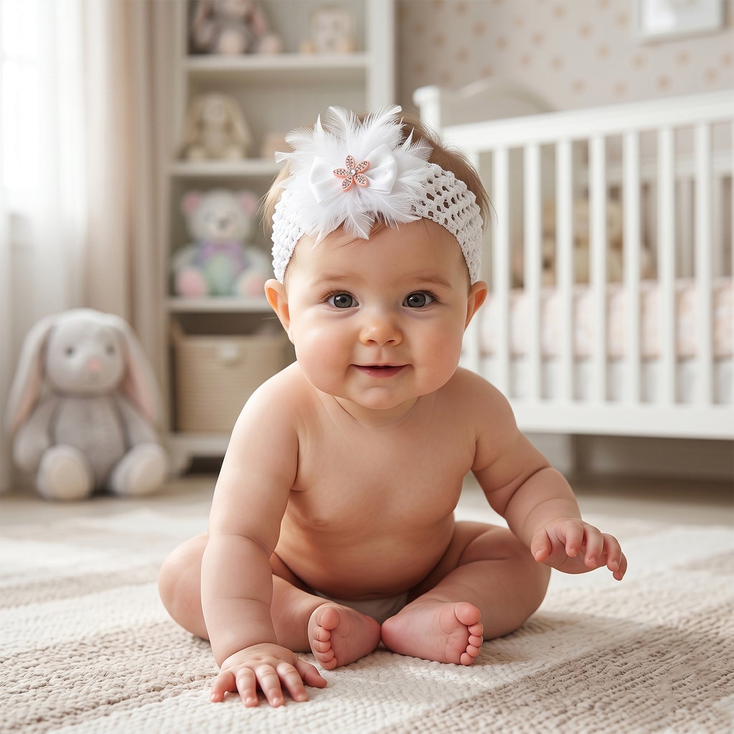 Cute Floral Baby Headband - Soft Elastic Hair Band for Girls (1 Pc) - Happy Price - Image 3