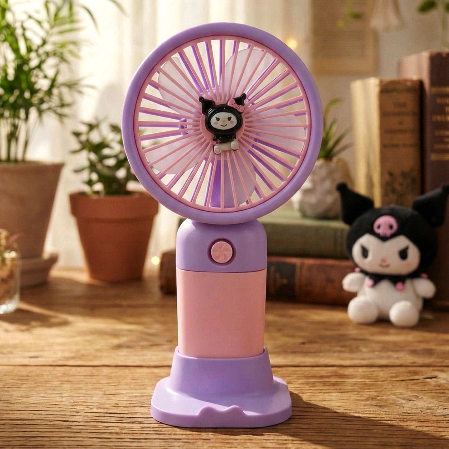 Cute USB Rechargeable Mini Desktop Fan with Stand for Office & Home - Happy Price - Image 5