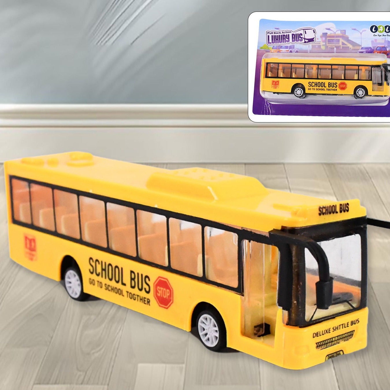 Inertia School Bus Toy - Yellow, High Simulation Mini Model for Kids & Collectors - Happy Price - Image 1