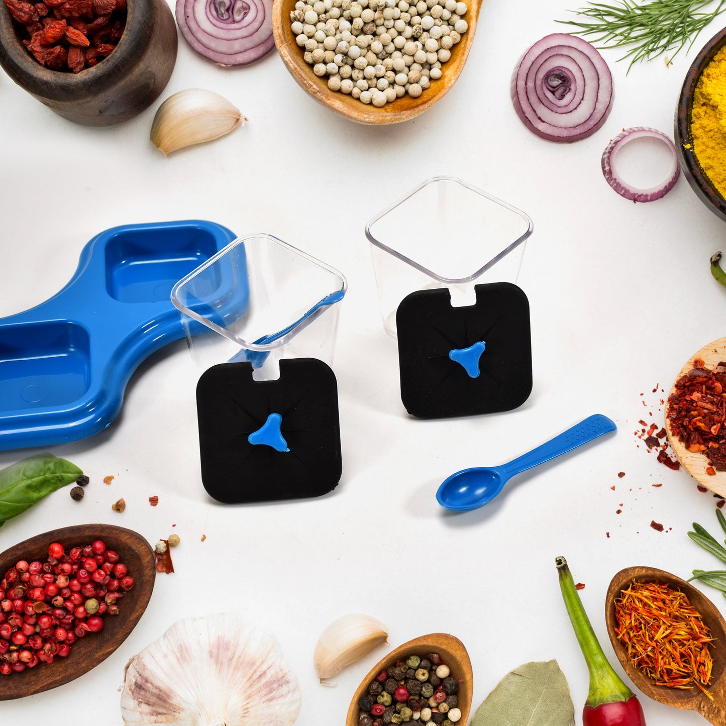 Dining Table Stand 2 Pcs Pickle Jar Spice Tray Spoons Virgin Plastic Kitchen Storage Container Serving Salt Pepper Sauces Chutney Masala Mukhwas Aachar - Happy Price - Image 3