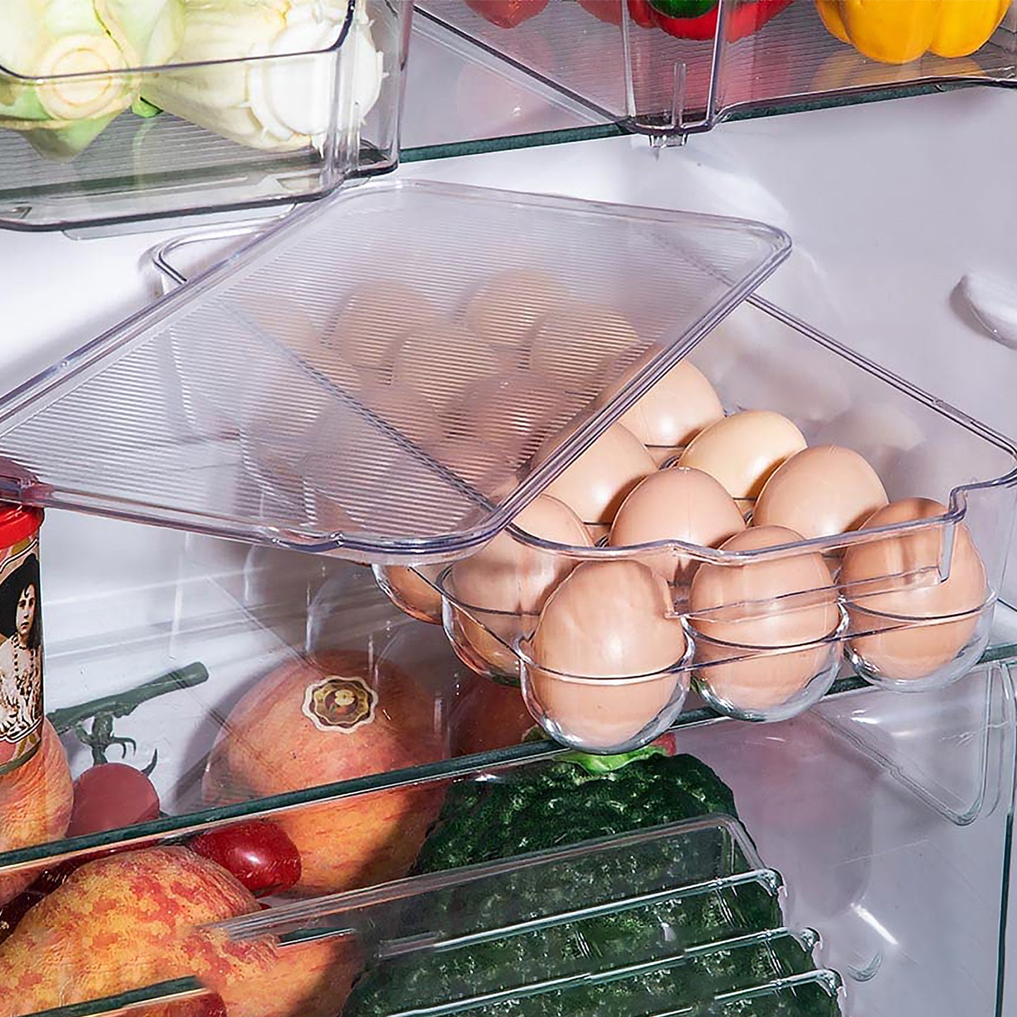 Plastic 18 Cavity Egg Storage Box Or Egg Trays For Refrigerator With Lid  Handles High Quality Rectangular Egg Tray Box For 18 Egg (1 Pc) - Happy Price - Image 5