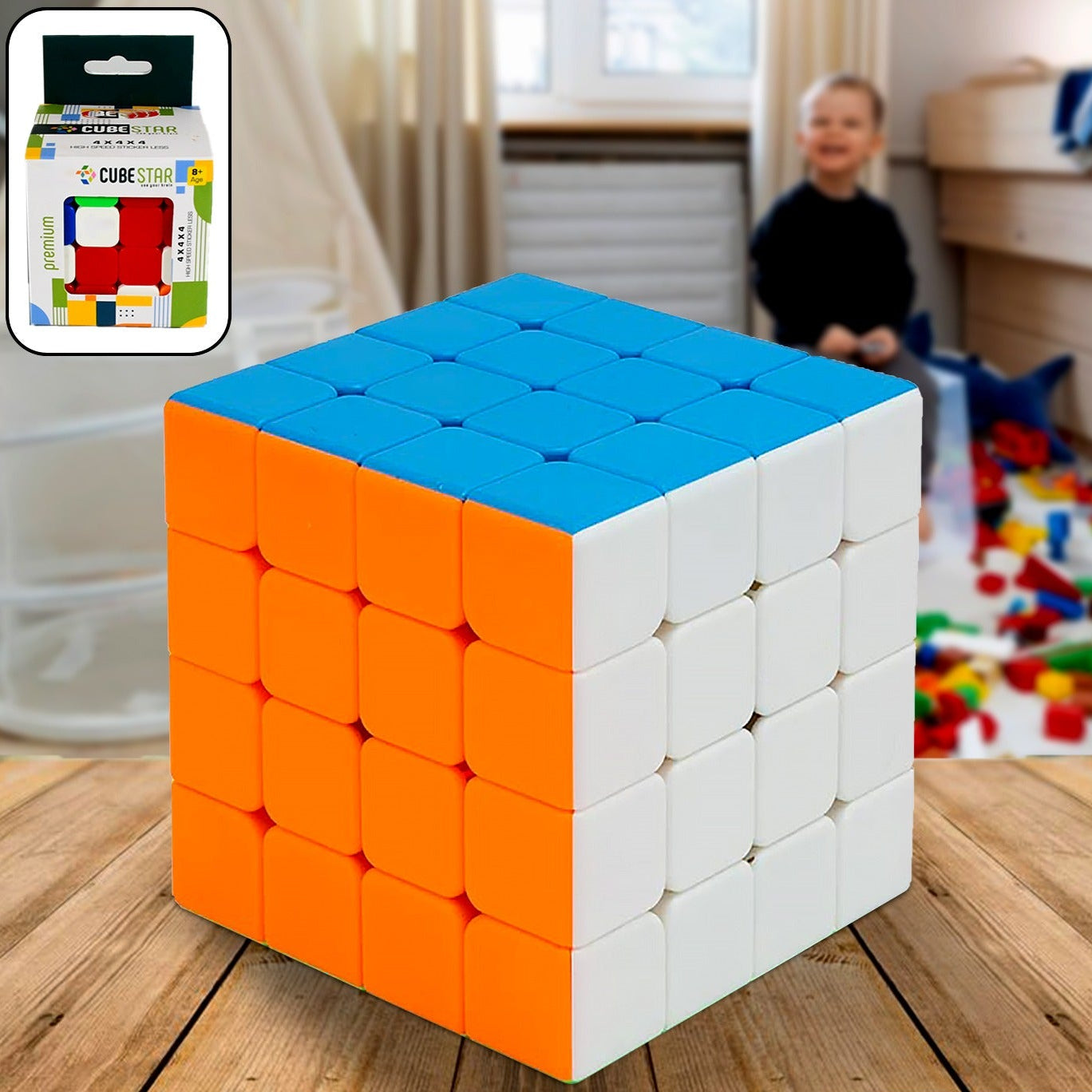 Small Puzzles Cubes 444 High Speed Sticker Less Magic Cube Game Kids And Professionals Magic Cube Puzzle Toy Pack Of 1 8+ Years - Happy Price - Image 1