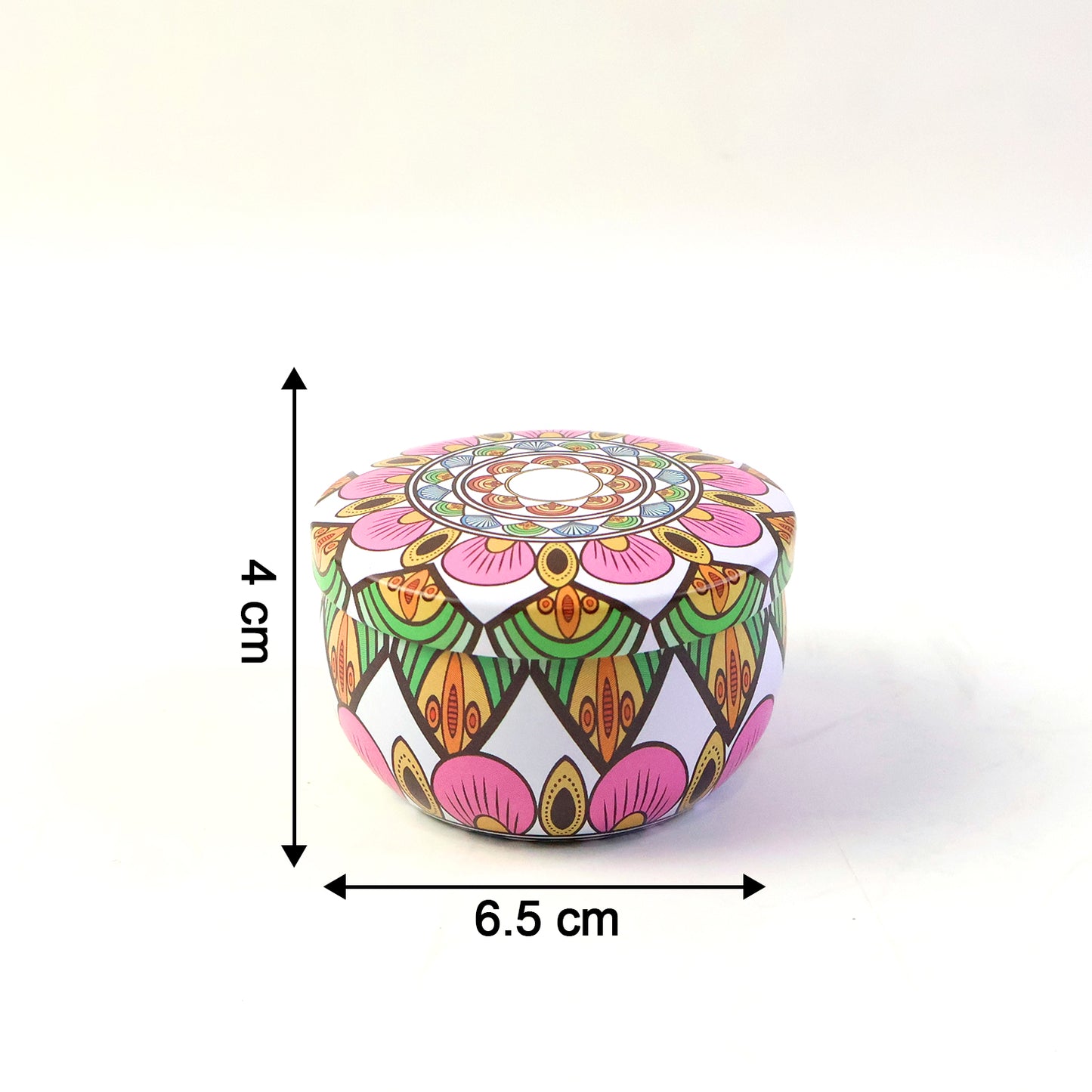 Decorative Mandala Metal Candle Jar with Lid (1 Pc) - Reusable Tin for DIY Crafts & Home Decor - Happy Price - Image 3