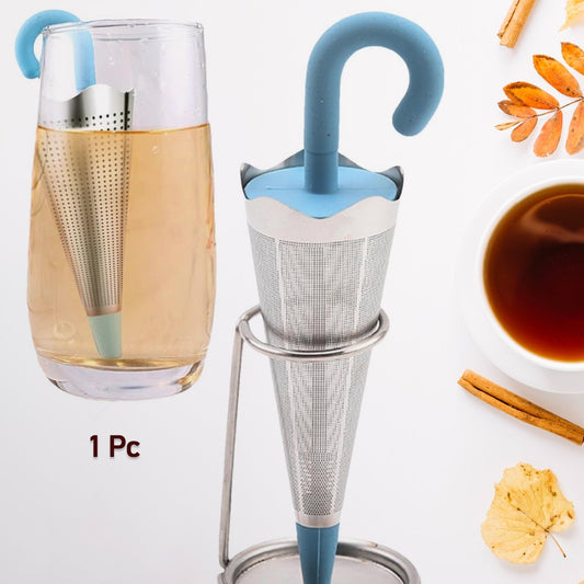 Reusable Cute Umbrella Tea Strainer With Tray  Stand (1 Pc) - Happy Price - Image 1