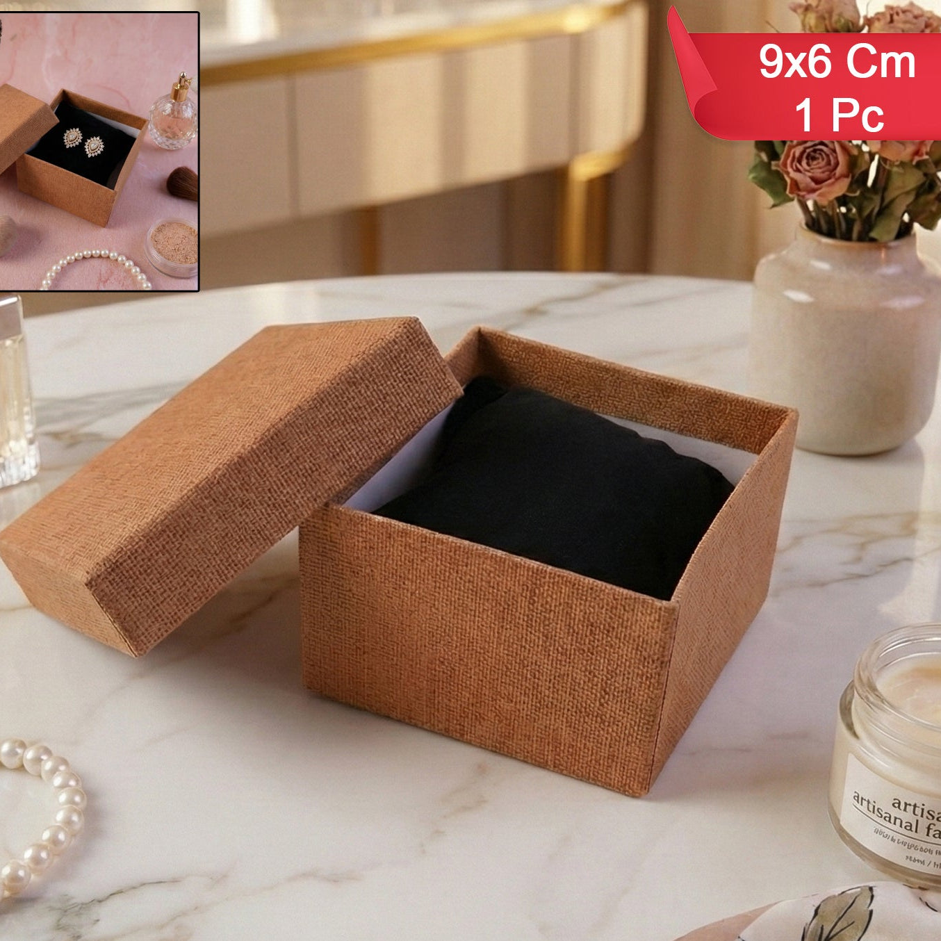 Compact Jewellery Gift Box with Cushion - 9x6 cm - Happy Price - Image 1